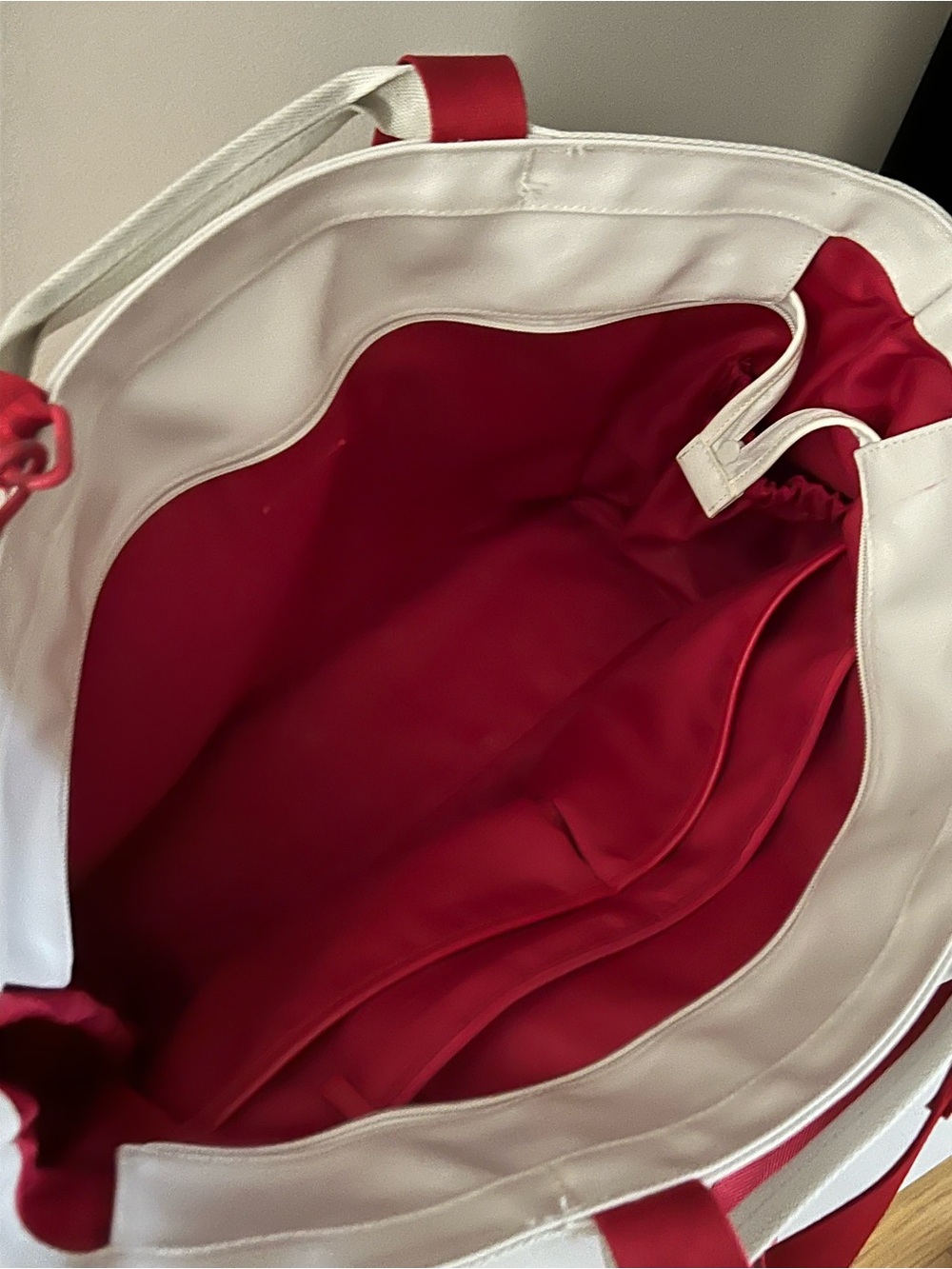 Beis x LONELY GHOST White Tote with Red Logo and Handles - Picture 2 of 10